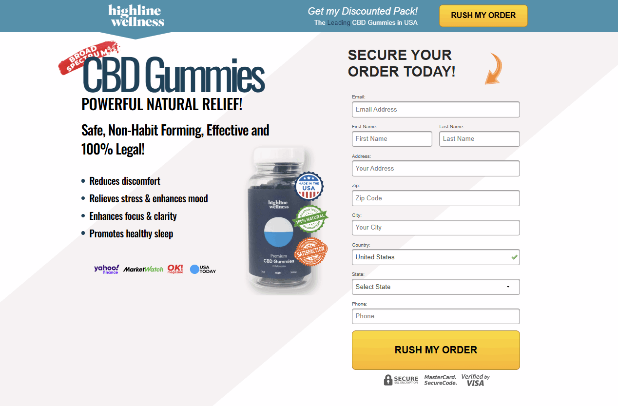 Highline Wellness CBD Gummies 3 bottle